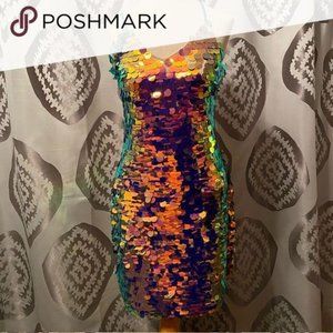 Rainbow sequin party dress